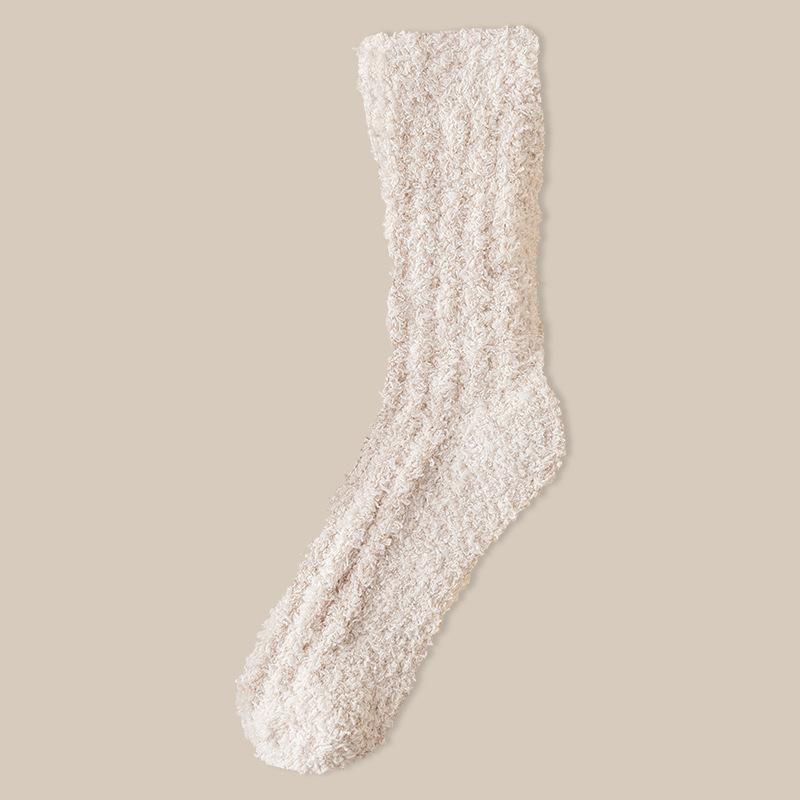 Coral velvet socks for women autumn winter thick warm couple home men's mid-tube sleeping socks plush moon floor socks