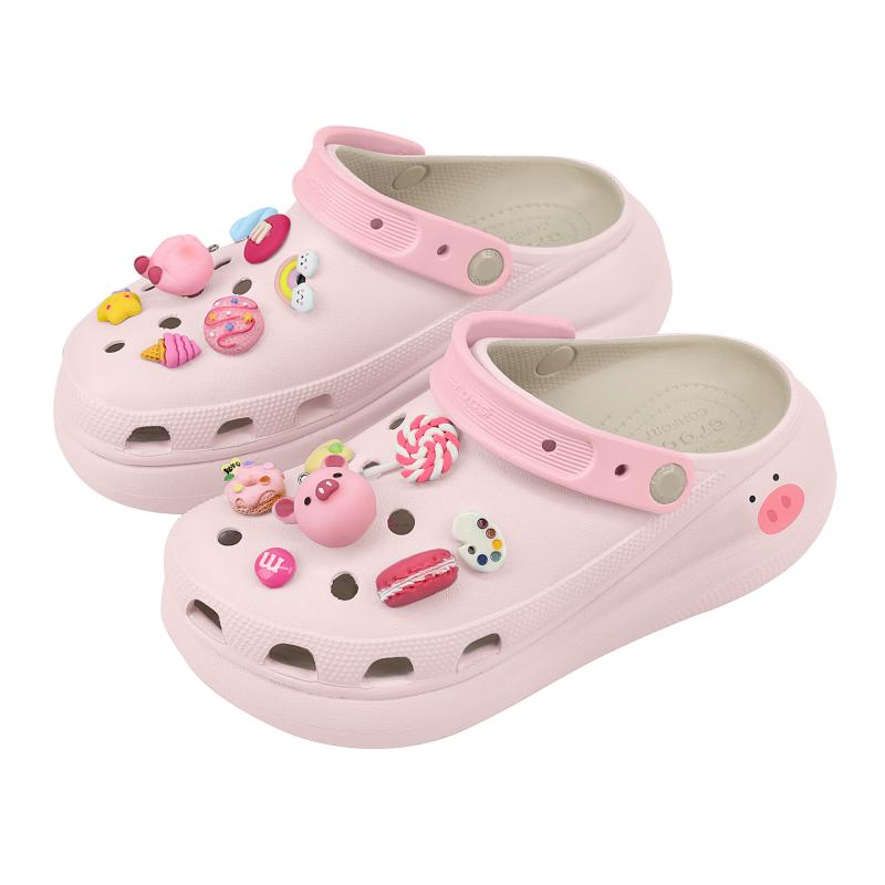 Crocs Crush Clog Candy Piglet - Love Gift Box EVA Cute Graffiti Macaron Decorative Buckle Simple Hole Shoes Unisex Pink