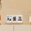 Rechargeable Glowing Acrylic Frame for 3Inch Snapshots, Triples Window, Photo Frame Stylish Desk Photo Display Stand