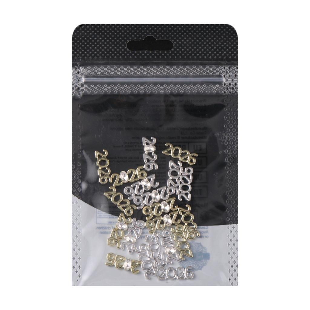 New Nail Art Three-dimensional Nail Art Jewelry New Year's Number 2026 Metal Nail Art Jewelry