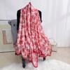 Flower Print Satin Scarf Imitation Silk Soft Skin Friendly Shawl Spring Autumn Casual Decoration Inelastic Neck Scarf