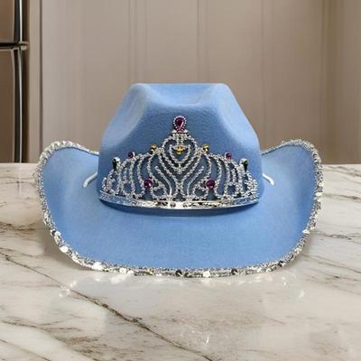 Funkelnde Krone Cowboyhüte Schwerer Kristall Strass Hut für Junggesellinnenabschied Cowboyhüte Brauthut für Schauspieler Schauspielerin