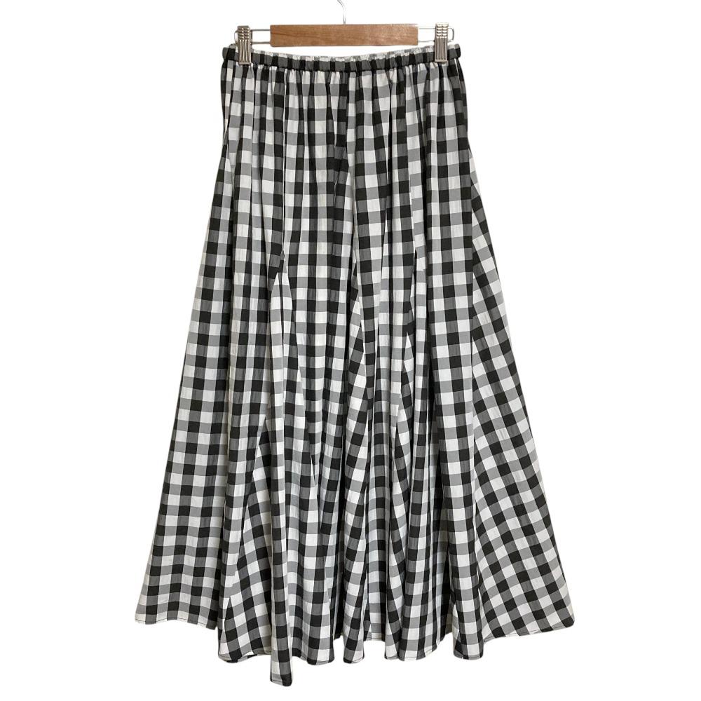 [Used] Good Condition 23SS IENA Gingham Check Flare Long Skirt 36 Black White Women s Luxs Brand Used Clothing Luxe