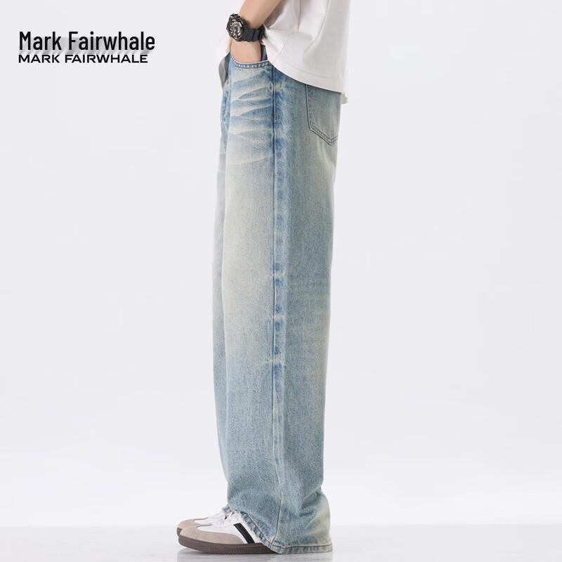 Mark Fairwhale Men's Loose Straight Wide-Leg Jeans