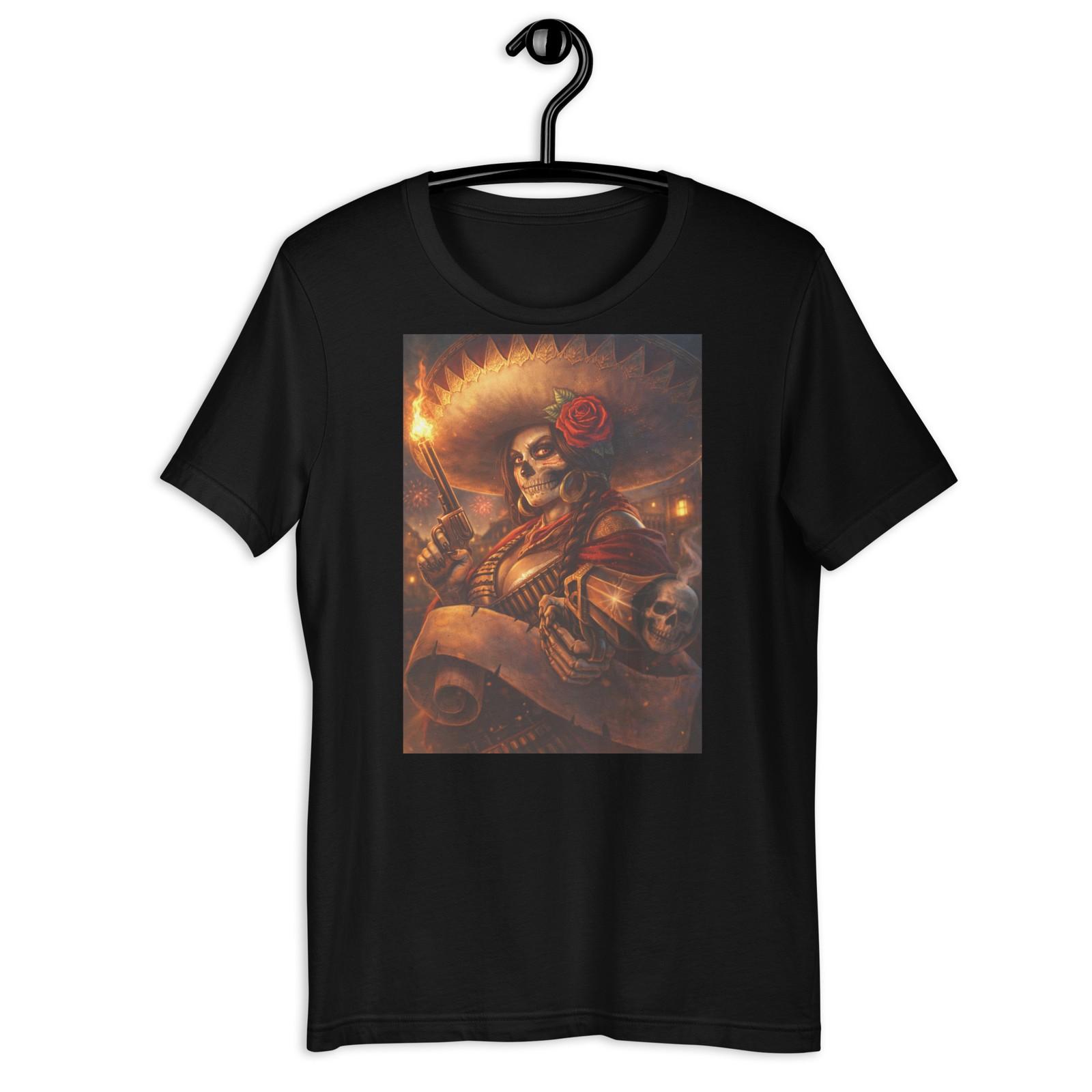 

Day of the Dead Cowgirl Skull Gun Chicana Tattoo Art T-Shirt Graphic 5XL різнокольоровий