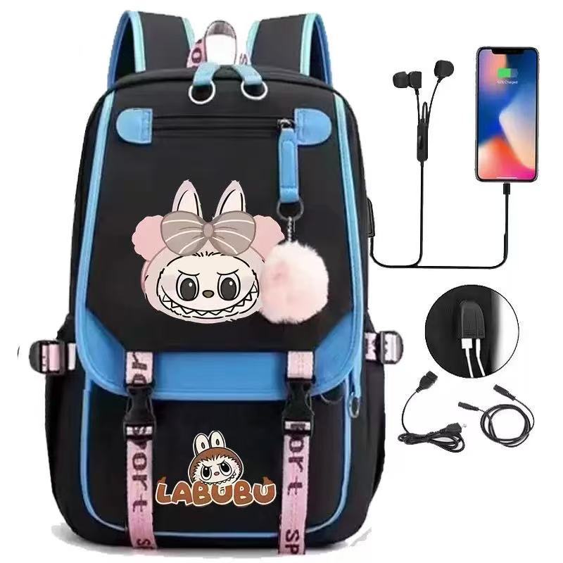 Cartoon Labubu Printed Backpack Travel Bag Computer Bag Student Men's and Women's Casual Backpack Schoolbag New