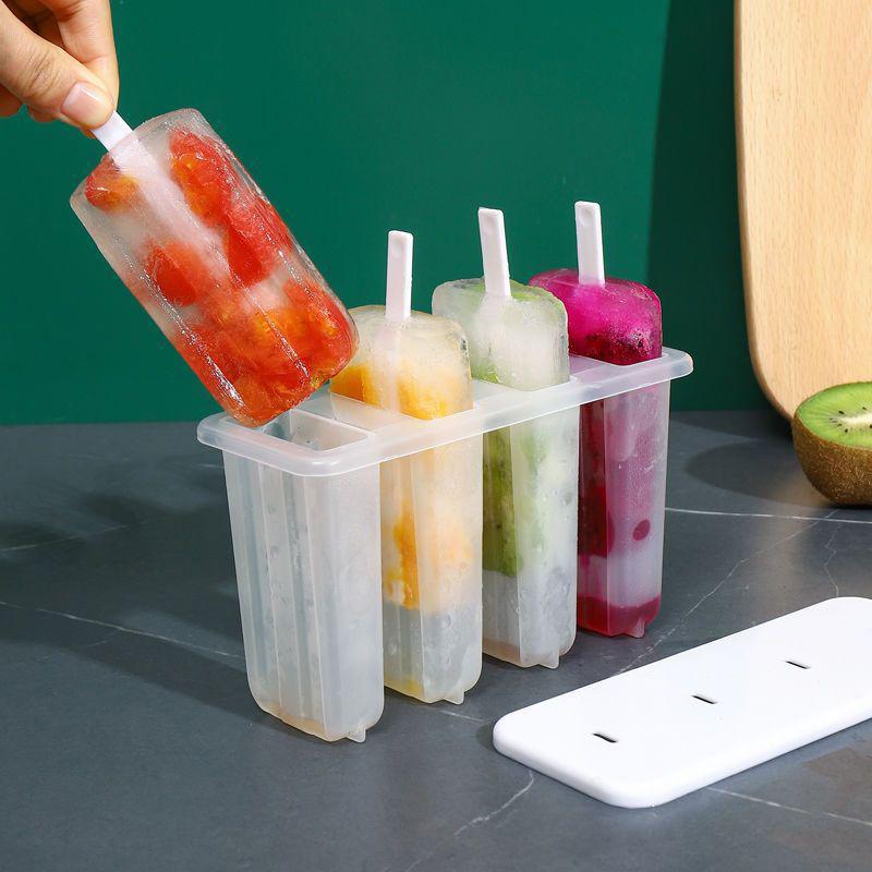 4 Cell Ice Cream Popsicle Mold Diy Ice Cream Machine Homemade Ice Box Summer Children Ice-Lolly Mold Ice Tray Kitchen Gadgets