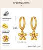Vintage Luxury Zircon Flower Charms Huggies Hoop Earrings,18k Gold Plated Stainless Steel Earrings, Christmas Gift for Her