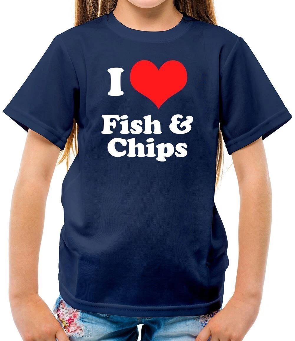 

I Love Fish & Chips - T-Shirt - Takeaway Food Chip And COD Fun 150