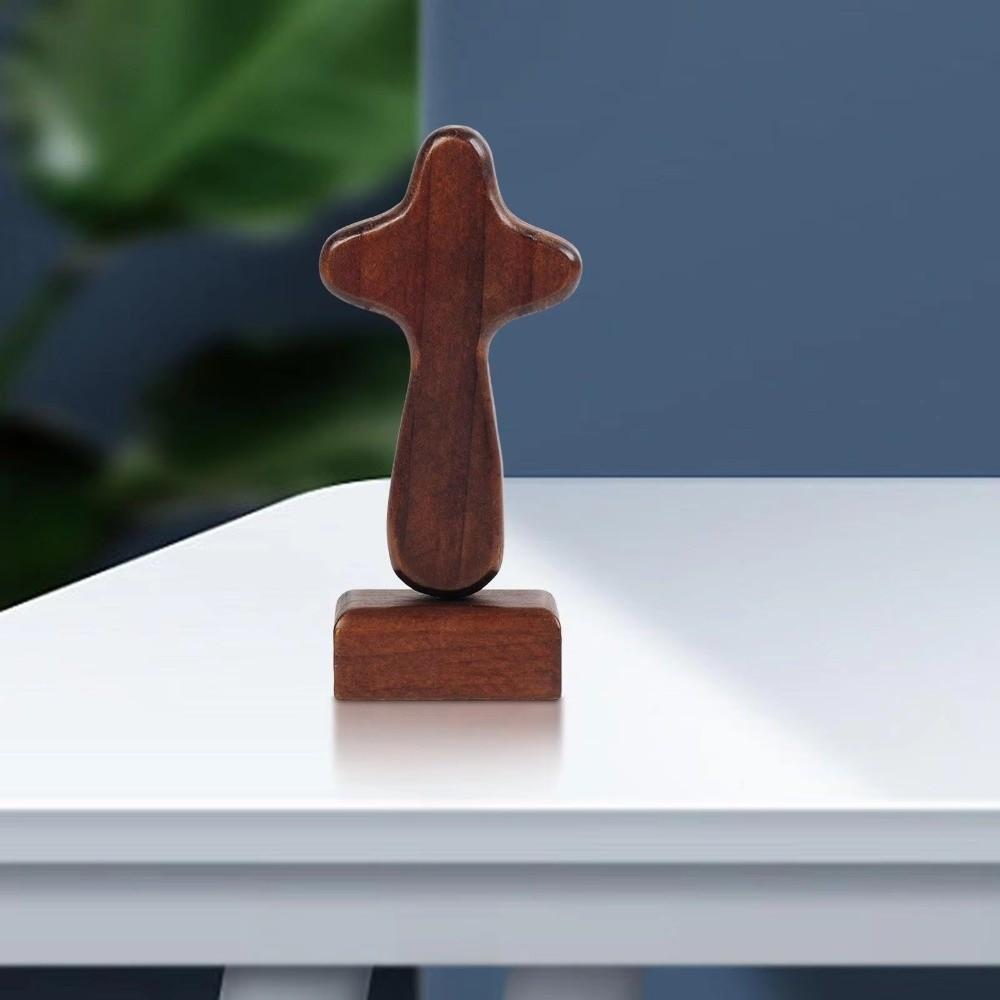 Magnetic Base Crosses Figurine Portable Crucifix Sculpture Wood Cross Statue  Living Room