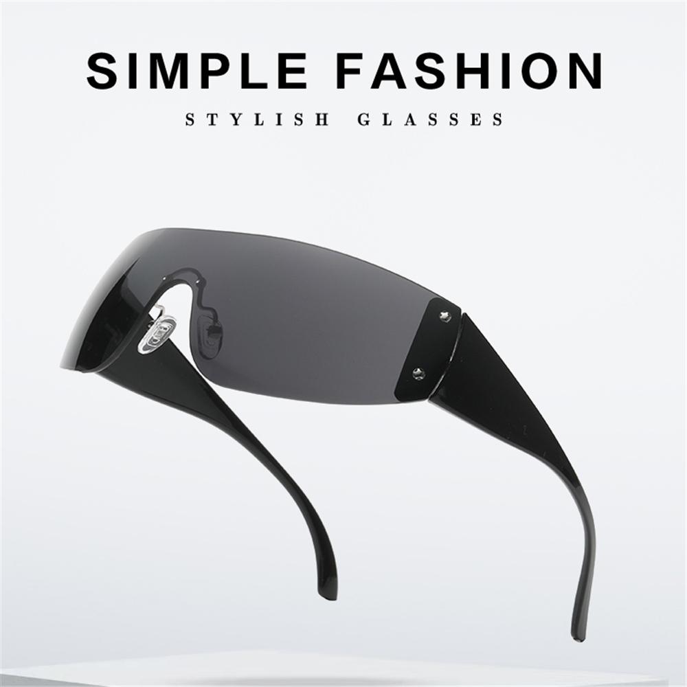 1pc Women Men Punk Y2K Sunglasses Trendy Rimless Star One Piece Goggles Oversized Wrap Around Shades 2000's Eyewear UV400