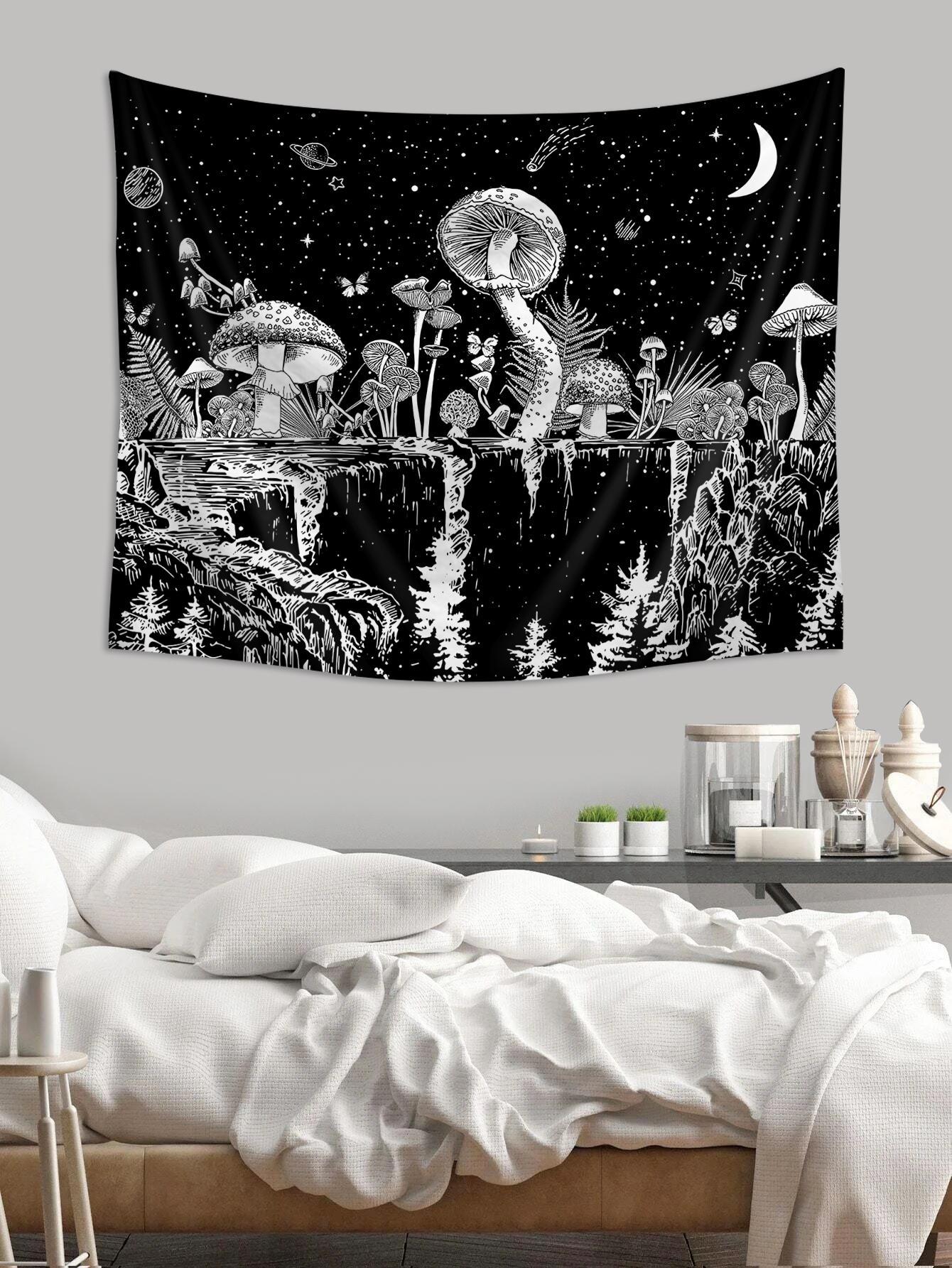 

1pc Mushroom Pattern Tapestry MultiSize Home Bedroom Wall Art Decor 74x94cm(29x37in)