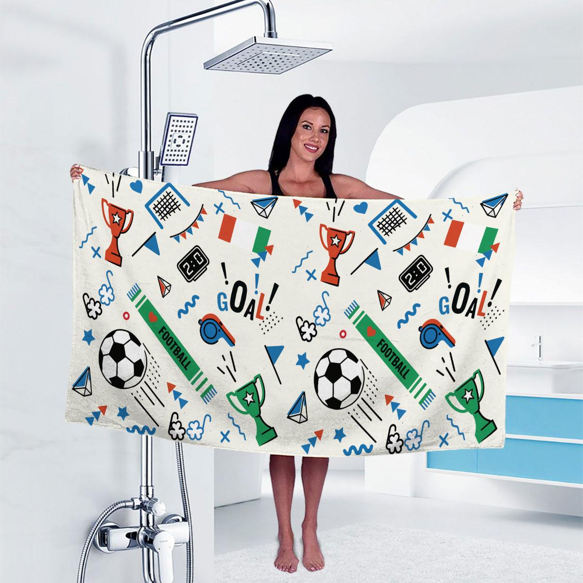 

1pc Football Graffiti Print Towel Sports Quick-Drying Absorbent Camping Towel Soft Lightweight Gym Swimming Yoga Beach Towel W30*H60(CM)