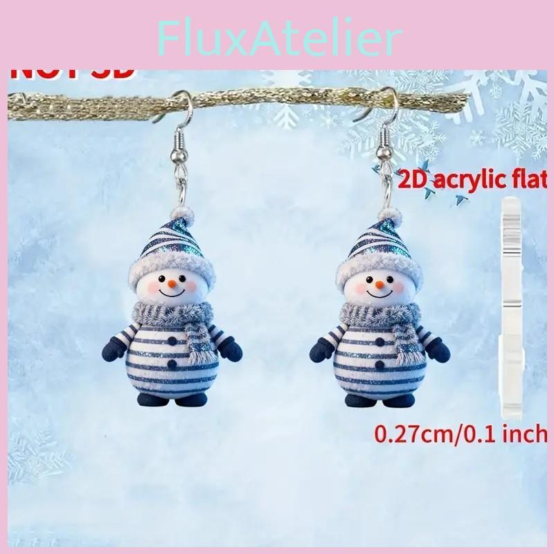 Winter Holiday Acrylic Ear Accessories With Cartoon Snowman For Seasonal Wear
