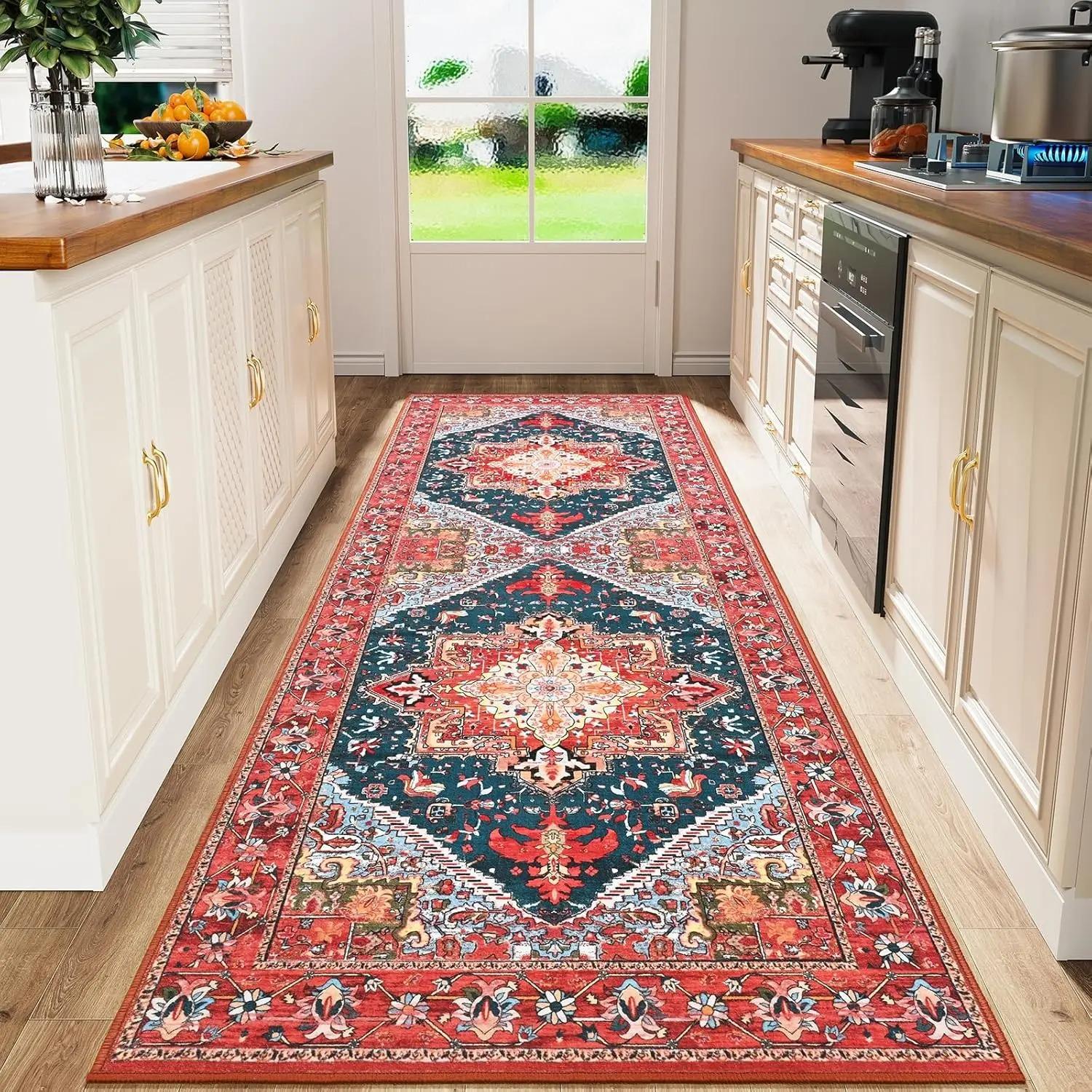 Boho Perzisch Flanellen Tapijt Keuken Vloermat Hal Tapijt Bank Kussen Nachtkastje Tapijt Voor Woonkamer Lang Tapijt Huis 50X160CM (1.6X5.3FT