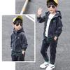 YUBAOBEI Autumn Winter Boys' Sports Suit Children Hooded Cardigan Jacket +Pants Warm Suits Two-Piece Casual Plus Velvet Thickening Sports Sets