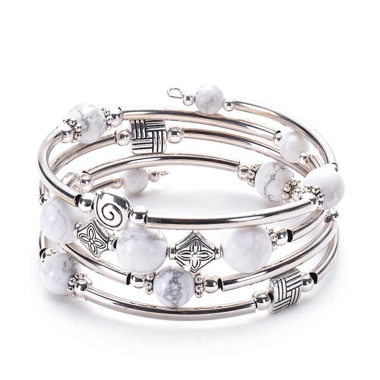 Bohemian Style Natural Turquoise Wrap Bracelet for Women - Multilayer Design