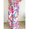 Plus Size Women's Autumn Print Casual Loose Meat Shield Straight Leg Wide Trousers