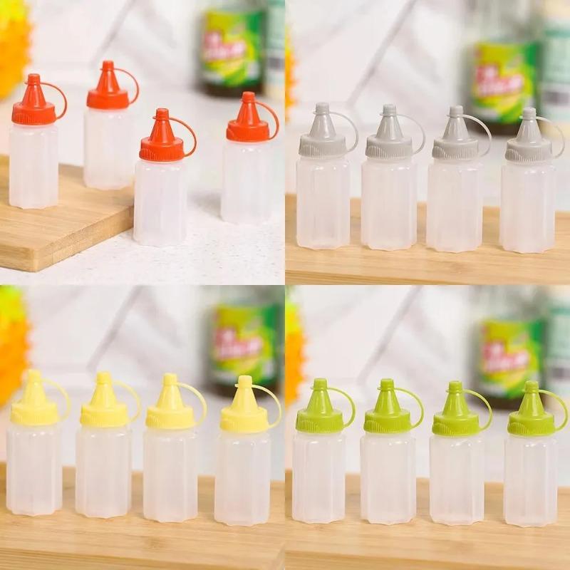 4PCS Kitchen Household Sauce Vinegar Squeeze Bottle Portable Outdoor Barbecue Picnic Feast Bottle Kitchen Accessories Small Tool