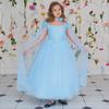 Off-Shoulder Princess Dress with Long Cape for European & American Girls - Fluffy Yarn Catwalk Costume