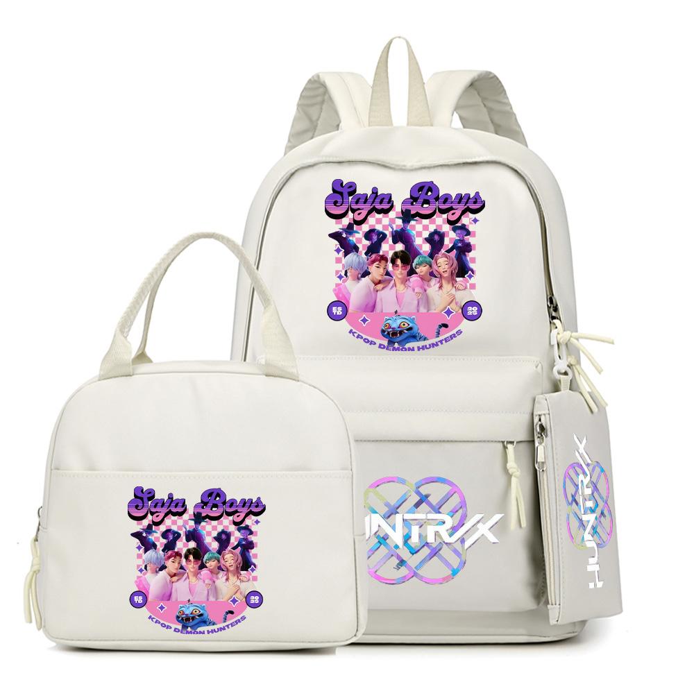 4-teiliges/Set Cartoon K-Pop bedruckter Rucksack mit Federmäppchen Handtasche für Teenager Schüler Junge Mädchen Schultasche Schultasche Große Kapazität Reisetasche Mochila
