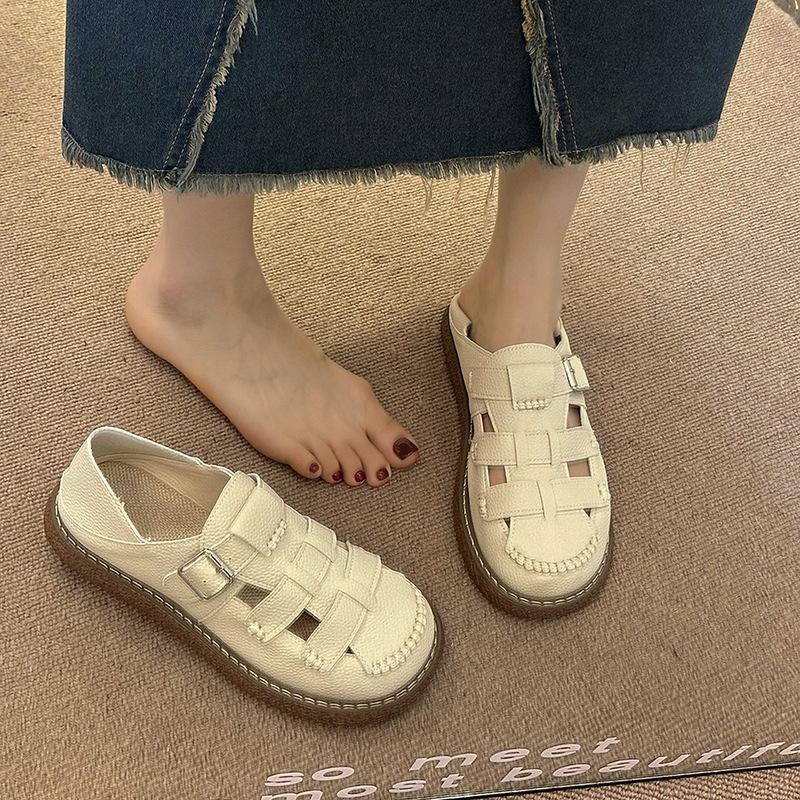 Baotou Sandals Women's 2025 Summer and Autumn New Two-wear Thick-soled Hole Shoes Flat-soled Soft-soled Versatile Casual Single Shoes