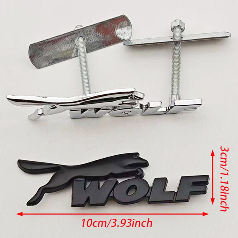 3D Metal Black Chrome Logo WOLF Car Modified Grille Front Badge Emblem For Jagura Ford Chevrolet JEEP VW BMW & More Accessories la2