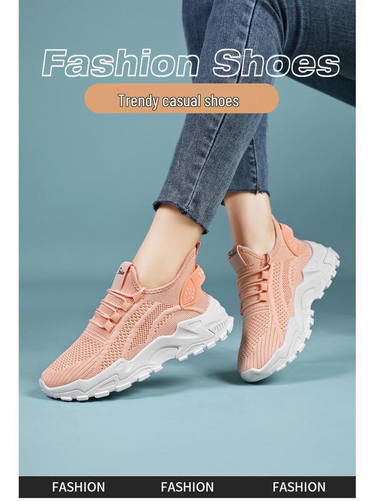 Women's Plus Size Breathable Flyknit Sneakers - Lightweight Mesh, Low-Cut, Comfortable Style 43