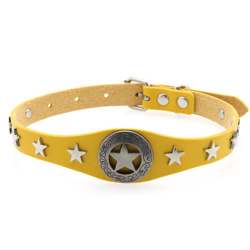 Pentagram Alloy PU Leather Choker, Gothic Harajuku Star Clavicle Necklace