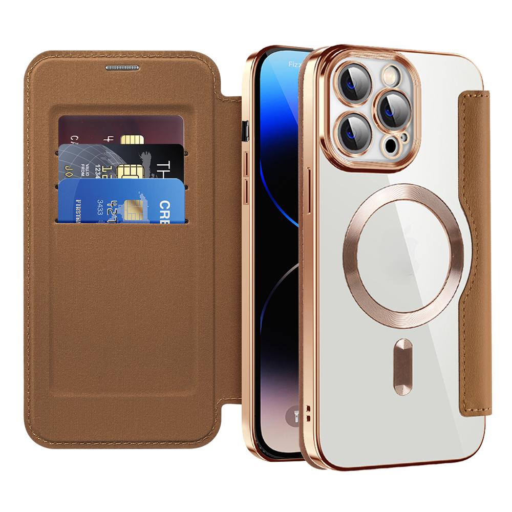 For Magsafe Card Holder Magnetic Wallet Leather Phone Case for IPhone 14 Pro Max 15 Plus 13 12 11 Wireless Charging Book Cover