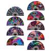 Ten Inch Fluorescent Fan Foldable UV Glow Glitter Hand Fan Craft Gifts Lightweight Kung Fu Folding Fan