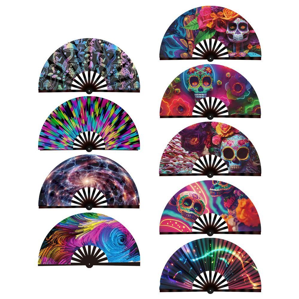 Ten Inch Fluorescent fan Foldable UV Glow Tai Chi Fan Stage Performance Dance Craft Gifts Kung Fu Folding Fan