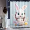 Charming Rabbit Shower Curtain - Cute Rabbits Appear from the Egg Walls Hanging On Living Room and Bedroom Decorations Whimsical