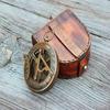 RII Nautical Directional Magnetic Sundial Brass Compass,  Decor Birthday Gifts for Men, Baptism Gifts with Sun dial in Leather Case