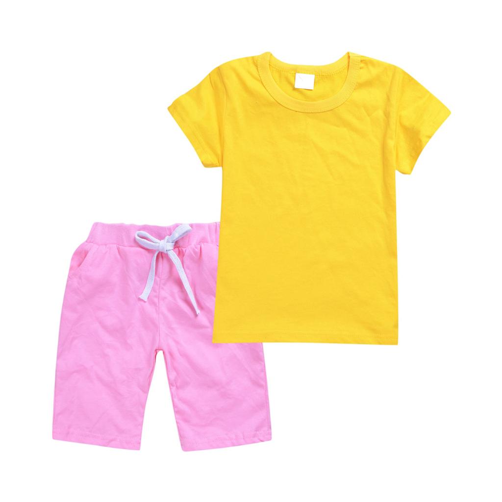 Girls' 2,Piece Set , Color Tee & Shorts Outfit