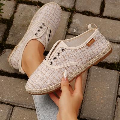 Women's Shoes Large Size Fisherman Shoes Women's Denim One-pedal Canvas Shoes Hemp Rope Bottom Low-top Flat Heel Single Shoes