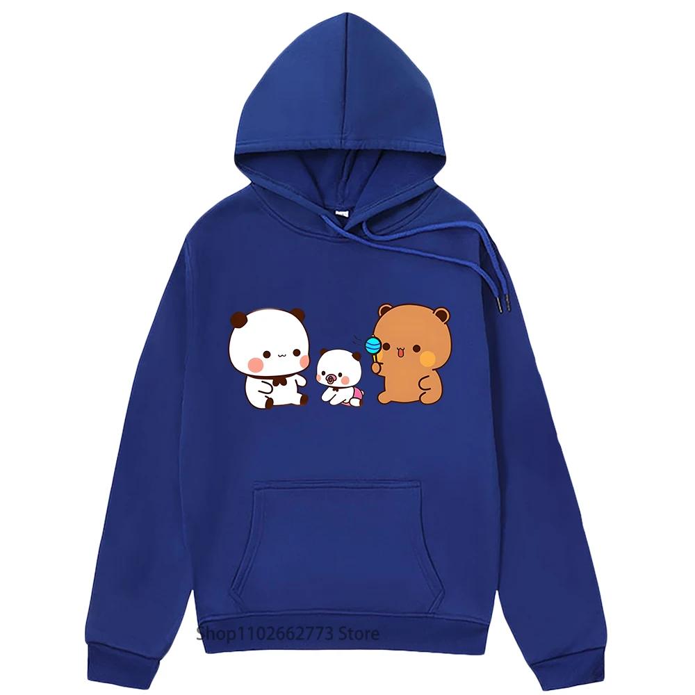 Bubu Dudu and Baby Panda Bear Print Hoodies Kawaii Cute Girls Clothes Winter Fleece Casual Streetwear Women Clothes Harajuku