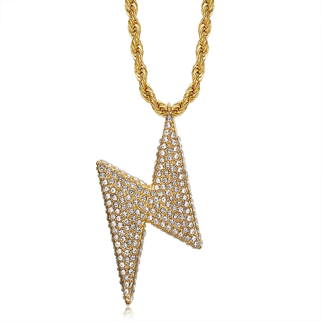 European and American Jewelry 18K Gold-plated Diamond Lightning Couple Pendant Necklace 2026