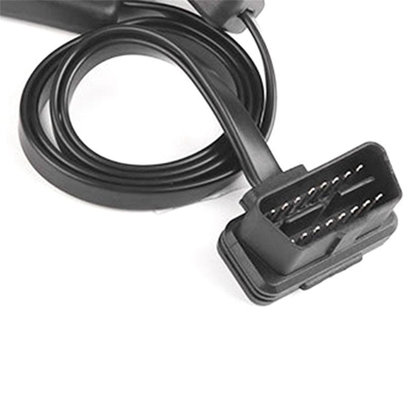 AA92-60CM Long OBD2 16Pin With Switch Extension Cable Flat Wire Adapter Auto 1 Male To 2 Female OBD 16 Pin Convert Plug