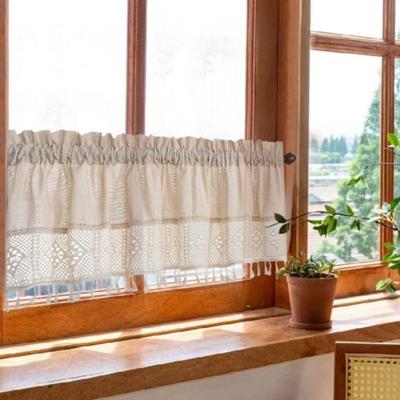 Cotton-Linen Lace Fringe Short Curtain Decorative Curtain