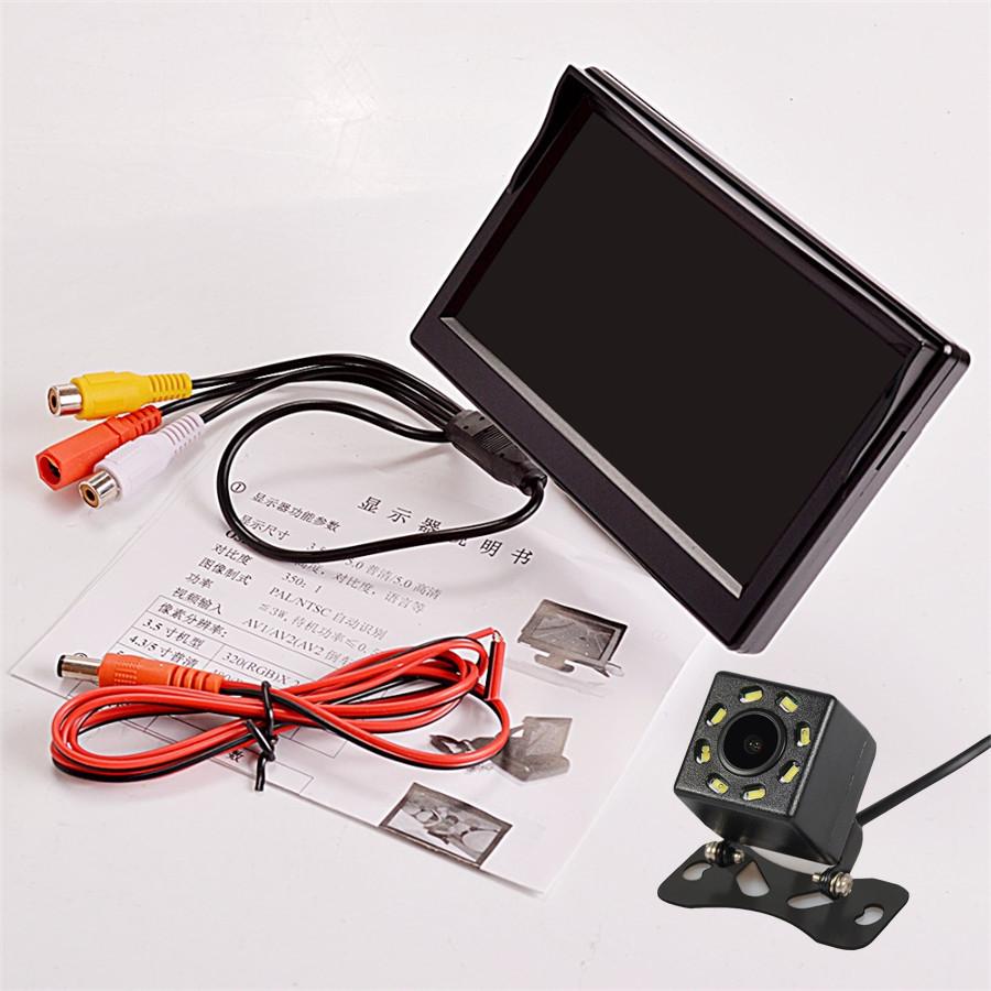 

5-дюймовый автомобильный монитор TFT LCD HD цифровой + Интеллектуальная динамическая траектория HD 8LED Автомобильная камера заднего вида Светодиодное ночное видение Задний ход Парковка Водонепроницаемый