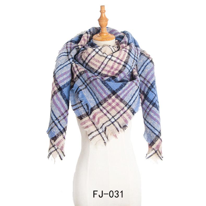 European & American Autumn/Winter Thick Double-Sided Plaid Scarf & Shawl for Women
