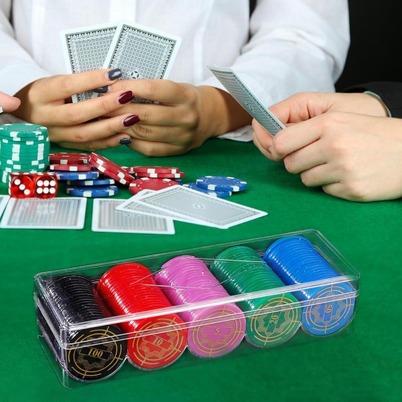 100Chips Professional Acrylic Poker Chip Stand Playing Cards Chip Tray 5 Grids Poker Chip Display Clear Acrylic Chip Trays