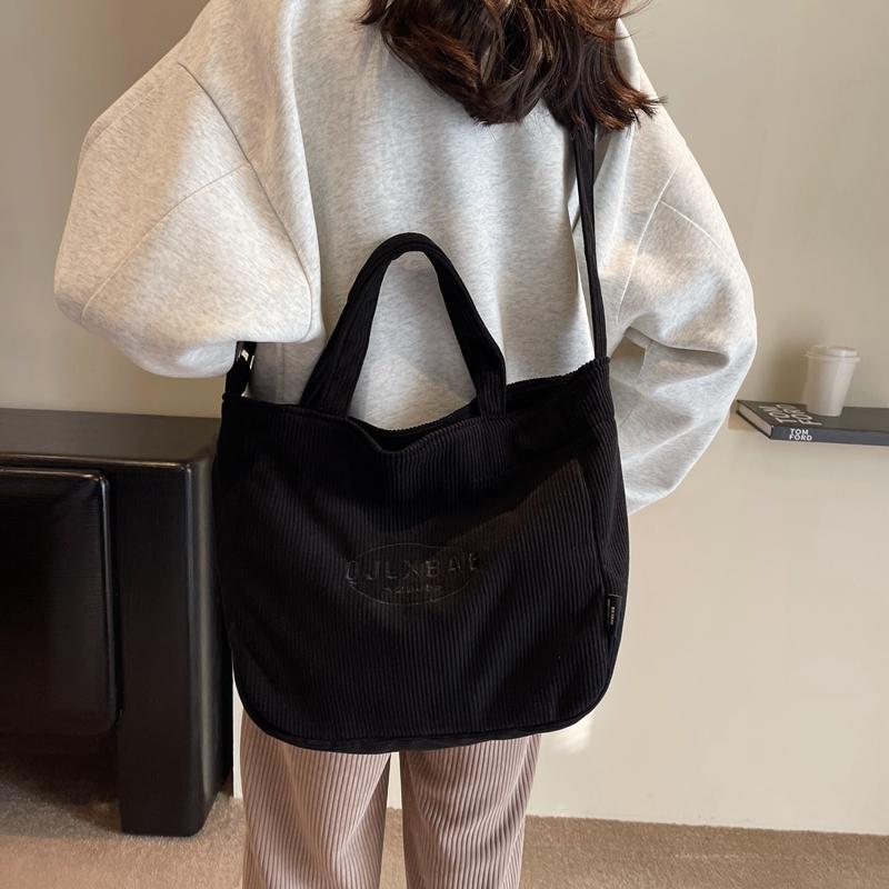 Cord-Einkaufstasche, Damen-Umhängetasche, Studenten-Umhängetasche, Damentasche, große Kapazität