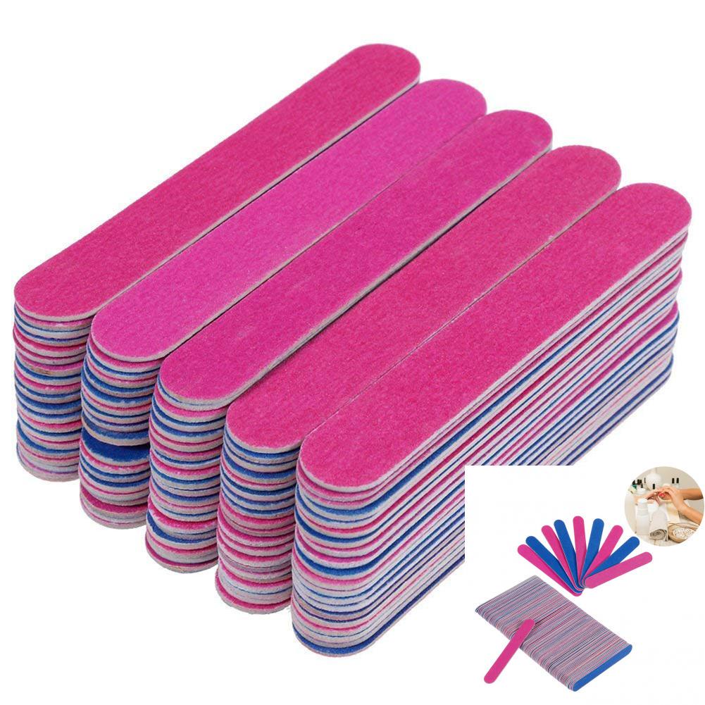 CR Store 100Pcs Double-Sided Disposable Nail Home Beauty Salon File Emery Shaping