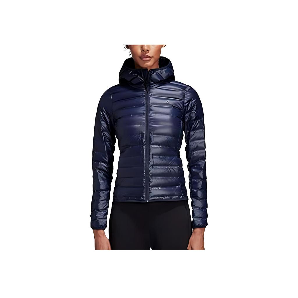 Adidas Varilite Letter Comfortable Warm Hooded Zip Long Sleeve Down Jacket Women Jacket Blue CY8744