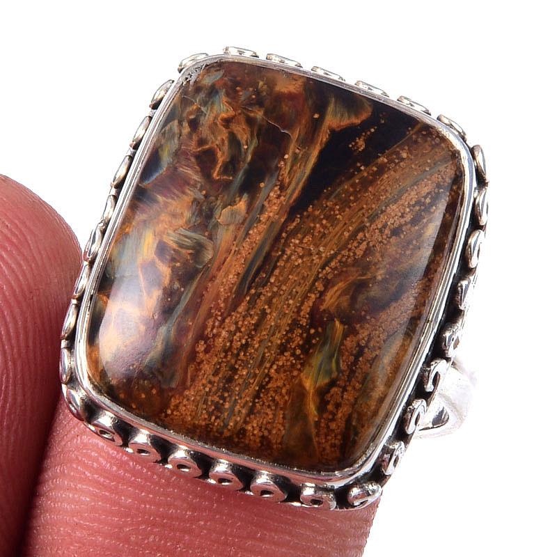 

Natural Pietersite Gemstone Handmade 925 Solid Sterling Silver Ring Size 9 z0r38