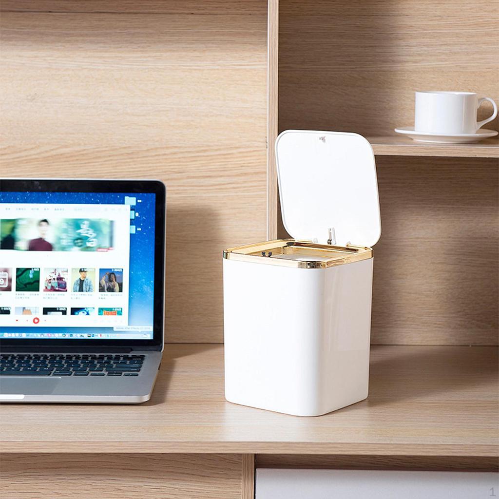 Compact Desktop Waste Bin with Cover for Home and Office Use