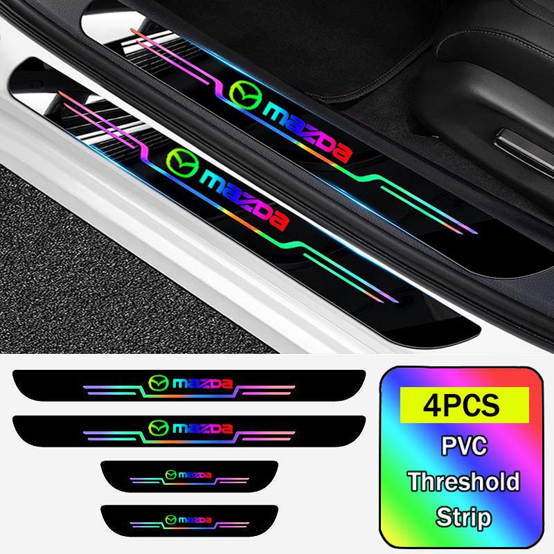 

2025 Hot 4PCS Car Door Sill Strip Anti Scratch Protector PVC Laser Sticker for Mazda CX-3 CX-4 CX-5 MX-3 MX-5 Atenza BT-50 Mazda