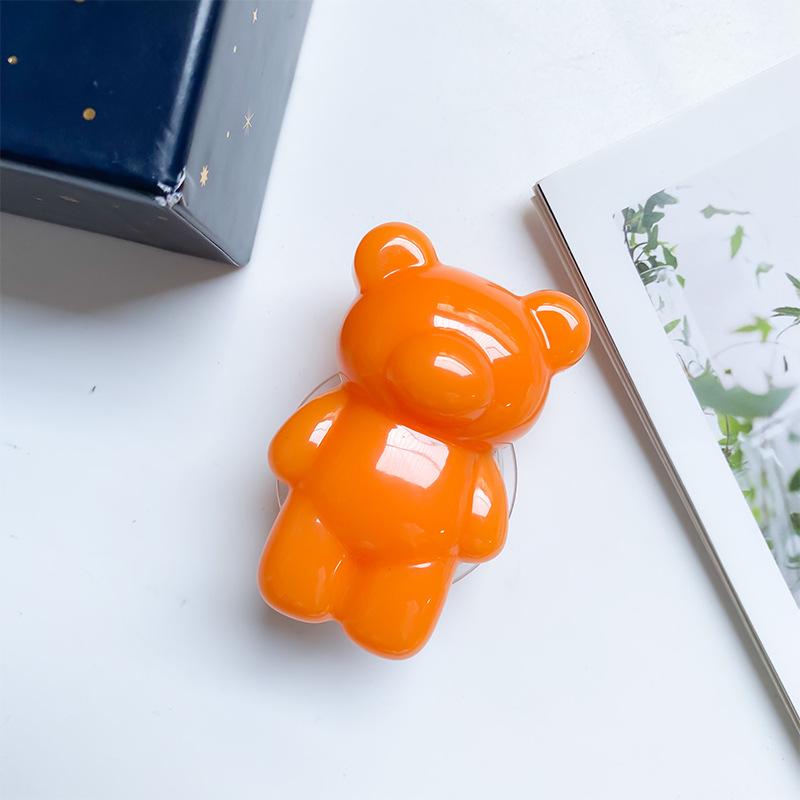 Epoxy Three-Dimensional Color Bear Mobile Phone Airbag Bracket Cute Transparent Paste Retractable Wind Ring Buckle